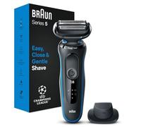 Braun Series 5 Electric Shaver, with Precision Trimmer Attachment for Moustache & Sideburns Trimming, 100% Waterproof, 2 Pin Bathroom Plug, 50-B1200s, Blue Razor