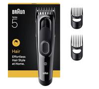 Braun Hair Clipper Series 5, +3 Styling Tools, Lifetime Sharp Blade, 17 Lengths, Memory Lock, 50 Min Runtime, Washable, HC5530, Black