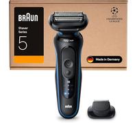Braun Series 5 Men's Electric Shaver, 50 Minute Battery Life with Precision Trimmer Attachment, Cordless Wet & Dry Shaver for Men, Waterproof, 52-B1200si, Blue