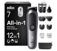 Braun All-in-One Series 7 Grooming Kit, 12in1, ProBlade & AutoSense, 120 Min, SkinGuard & Beard Fading, AquaGrip for Under Water Use, AIO7545, Grey
