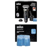 Braun Series 7 Electric Shaver Men + Original SmartCare Refill 2 Pack Bundle, Wet & Dry Electric Razor, Waterproof, 4-in-1 Cleaning Center, Up to 60min, Braun Shaver Men Grooming Kit