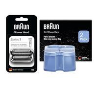 Braun Series 7 Electric Shaver Original Replacement Head, 73S, Braun 3in1 Original Shaver Care Refill Cartridges, Hygienic Cleaning, 2 Pack