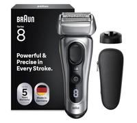 Braun Series 8 Electric Shaver for Men, Wet & Dry Razor with 4+1 Precision Head & Beard Trimmer, SensoAdapt Beard Sensor, Cordless 60 min Runtime, Charging Stand, 8617S, Silver