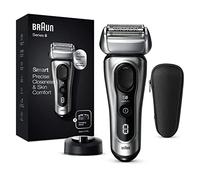 Braun Series 8 Electric Shaver with 3+1 Head, Electric Razor for Men with Precision Trimmer, Charging Stand & Travel Case, Sonic Technology, UK 2 Pin Plug, 8417s, Silver Razor