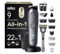Braun All-in-One Series 9 Grooming Kit, 22in1, ProBlade, BodyGentle Mode, 120 Min, SmoothShave, SkinGuard, AquaGrip for Under Water Use, Gillette Labs, AIO9545, Grey