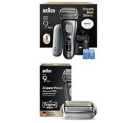 Braun Series 9 Electric Shaver Men + Original Replacement Head Bundle, Wet & Dry Electric Razor, Pro SensoAdapt, 4-in-1 Cleaning Center, Braun Shaver Men Grooming Kit