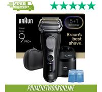 Braun Series 9 PRO+ Men's Electric Shaver, 5+1 Ultra Thin Precision Blades, Pro-SensoAdapt, Razor with 60 Minutes Battery, 6-in-1 SmartCare Center, Wet and Dry Razor - 9660cc, Black