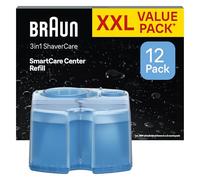 Braun ShaverCare Original SmartCare Center Refill Cartridges, Cleans 10x Better Than Water, 3in1 Formula with Lemon Scent, Provides Hygienic Cleaning to Remove Hair & Skin Particles, 12 Pack