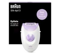 Braun Silk-épil 3 Epilator for Women for Long-Lasting Hair Removal, 20 Tweezer System, Smartlight Technology, UK 2 Pin Plug, 3-170, White/Purple