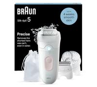 Braun Silk-épil 5 Epilator for Easy Hair Removal, Braun Epilator for Women, Wet & Dry, Lasting Smooth Skin, with Lady Shaver, Trimmer Comb & Exfoliation Brush Heads, 5-060, White/Flamingo