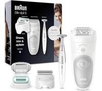 Braun Silk-épil 5 Beauty Set Women's Epilator for Women for Hair Removal, Razor Attachments, Trimmer and Massage for Body Includes Bikini Trimmer, Bag, Gift for Women, 5-825, White/Grey