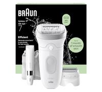Braun Silk·épil 7, Epilator with Wide Head for Easy Hair Removal, Wet & Dry, Lasting Smooth Skin, Includes Shaver Head, Trimmer Comb and Mini Body Trimmer, 7-441, Silver