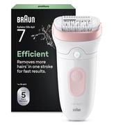 Braun Silk-épil 7 Women's Epilator, Electric Epilator for Women with Wide Head for Easy Epilation, Wet & Dry, Long Smooth Skin, 7-000, White/Pink