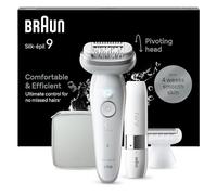 Braun Silk-épil 9 Epilator for Easy Hair Removal, Silky Smooth Skin, 9-041, White/Silver