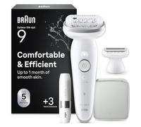 Braun Silk-épil 9 Epilator for Easy Hair Removal, Silky Smooth Skin, 9-041, White/Silver