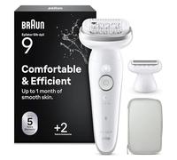Braun Silk·épil 9 Epilator for Women, 9-041, Silver - Pivoting Head for Easy Hair Removal, Wet & Dry Use, Shaver Head, Trimmer Comb, Lasting Smooth Skin