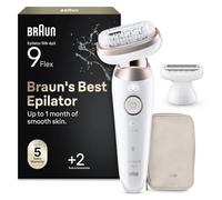 Braun Silk-épil 9 Flex, Epilator with 360 Degree Flexible Head for Easy Hair Removal, Wet & Dry, Lasting Smooth Skin, with Lady Shaver Head & Trimmer Comb, 9-030 3D, White/Rose Titan