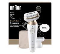 Braun Silk·épil 9 Flex, Epilator with 360° Flexible Head for Easy Hair Removal, Wet & Dry, Lasting Smooth Skin, Includes Shaver Head and Trimmer Comb, 9-030 3D, Gold