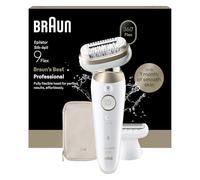 Braun Silk·épil 9 Flex, Epilator with 360° Flexible Head for Easy Hair Removal, Wet & Dry, Lasting Smooth Skin, Includes Shaver Head and Trimmer Comb, 9-030 3D, Gold