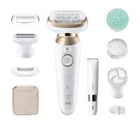 Braun Silk-épil 9 Flex SkinSpa, Epilator with 360° Flexible Head for Easy Hair Removal, Wet & Dry, Lasting Smooth Skin, All-in-One Kit, with Body Mini Shaver, SES9-481 3D, White/Gold