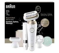 Braun Silk·épil 9 Flex SkinSpa, All-in-One Set, Epilator with 360° Flexible Head for Easy Hair Removal, Wet & Dry, Lasting Smooth Skin, Includes Body Trimmer, 9-481 3D, Gold