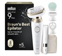 Braun Silk-épil 9 Flex SkinSpa, Epilator with 360° Flexible Head for Easy Hair Removal, Wet & Dry, Lasting Smooth Skin, All-in-One Kit, with Body Mini Shaver, SES9-481 3D, White/Gold