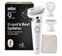 Braun Silk-épil 9 Flex Women's Electric Epilator with 360° Flexible Head for Easy Epilation, Wet & Dry, Long Smooth Skin, 9-060 3D, White/Pink
