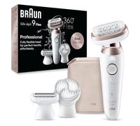 Braun Silk-épil 9 Flex Women's Electric Epilator with 360° Flexible Head for Easy Epilation, Wet & Dry, Long Smooth Skin, 9-060 3D, White/Pink
