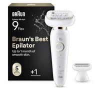 Braun Silk-épil 9 Flex Women's Epilator/Hair Remover, 5 Attachments, Bag, with Flexible Head for Easier Hair Removal, Gift Woman, 9-006, White/Gold