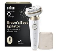 Braun Silk·épil 9 Flex, Epilator with 360° Flexible Head for Easy Hair Removal, Wet & Dry, Lasting Smooth Skin, Includes Shaver Head and Trimmer Comb, 9-030 3D, Gold