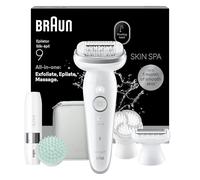 Braun Silk·épil 9 SkinSpa, All-in-One Set, Epilator with Pivoting Head for Easy Hair Removal, Wet & Dry, Lasting Smooth Skin, Includes Exfoliation Brush, Massage Pad, Shaver Head, Trimmer Comb