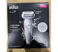 Braun Silk-épil 9 Women's Epilator/Hair Remover for Long-Lasting Hair Removal, 9-011, White/Silver