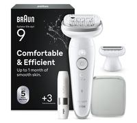 Braun Silk-épil 9 Epilator for Easy Hair Removal, Silky Smooth Skin, 9-041, White/Silver
