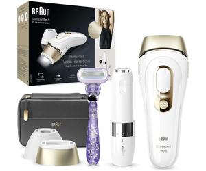 Braun Silk-Expert Pro 5 Laser Epilator Women/Men Pulsed Light IPL, Wide Precision Head and Venus Shaver, Alternative to Laser Hair Removal at Home, PL 5149, White/Gold