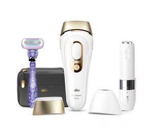BRAUN Silk·expert Pro 5 PL5149 Women's IPL Bundle, Professional-Level At-Home Permanent Visible Hair Removal, Includes Gillette Venus Extra Smooth Swirl Trimmer (Model PL5124 + Extra Razor), White/Gol