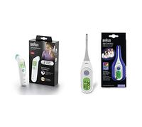 Braun TempleSwipe Forehead Thermometer BST200 & Braun Digital StickThermometer with Age Precision, PRT2000