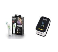 Braun TempleSwipe Forehead Thermometer (colour-coded temperature display, safe, hygienic, fast, clinically accurate, gentle, easy to use, for all ages ) BST200 & Braun Pulse Oximeter 1, YK-81CEU
