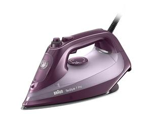 Braun TexStyle 7 Pro SI7181VI, Steam Iron with FreeGlide 3D Technology, EloxalPlus Sole with Precision Tip, Vertical Steam Iron, 300ml Water Capacity, Auto-Off Function, 3100W, Violet