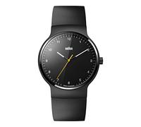 Braun Unisex Quartz Watch with Black Dial Analogue Display and Black Rubber Strap BN0221BKBKG