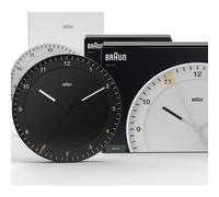 Braun Wall Clock New Home Gift Bundle with Silent Sweep Movement, Easy To Read, 30cm Diameter, Black & White, model BC17B, BC17W (2 Pack)