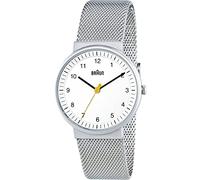 Braun Women's Three Hand Movement Quartz Watch with White Dial and Stainless Steel Mesh Bracelet BN0031WHSLMHL