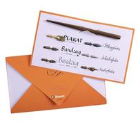 Brause 139B - Writing and calligraphy pack containing 6 nibs (Sténo, Ecolière, Index, Plakat 10mm and Bandzug 1,5 mm, 3mm) and wooden nib holder