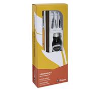 Brause 145B - Learning kit including 3 drawing nibs (66B, 511B and 513B), wooden nib holder, brush, bottle of black India ink and instructions
