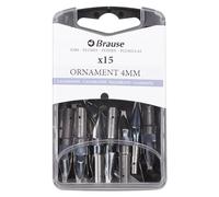 Brause 152040B - Lettering nibs for nib holders - Box of 15 Ornament 4mm nibs - German Manufacturing - Lettering - Calligraphy - Writing - Arts and Crafts