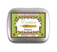 Brause 21002B - Box of 6 metal writing nibs (2 nibs x Cito-fein + Rose + Sténo) - Lettering - Drawing - Painting - Calligraphy - Includes metal storage box