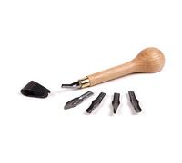 Brause 891B - An introductory linocut set - Knife set for linocutting technique - including a wooden handle, 5 gouge nibs and an extractor - Made in Germany