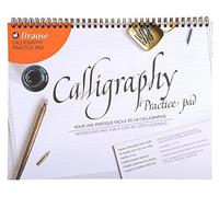 Brause 96450B - One calligraphy spiral pad 50 cream lined sheets 21cm x 29.7cm (English and French) - A4 - lined sheets and 3 guide sheets - Made in Germany