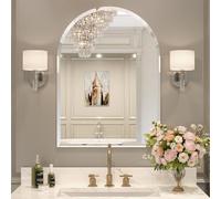 Brauthon Frameless Bathroom Mirror, 22x30 Arched Vanity Mirror for Wall Beveled, Arch Wall Mounted Mirror for Hallway, Entryways, Over Sink