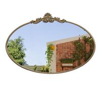 Brauthon Vintage Gold Oval Mirror, 36" x 24" Antique Vantiy Bathroom Mirror for Wall, Brass Ornate Mirrors for Fireplace, Bedroom, Mantel, Living Room