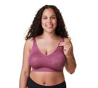 Bravado Designs Body Silk Seamless Nursing Bra for Breastfeeding, Wireless Maternity Bra, Berry Jacquard, Small